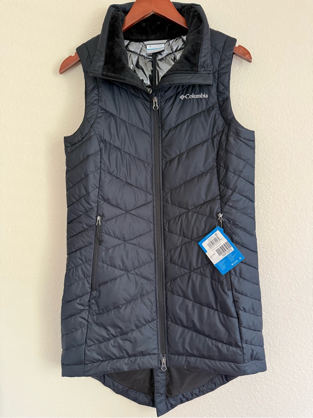 NWT Columbia Heavenly Long Vest Black Omni-Heat Puffer Insulated Size S